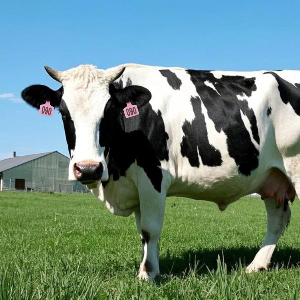 Round Cattle Ear Tags 001-100 with Applicator - Pink Tagging Solution