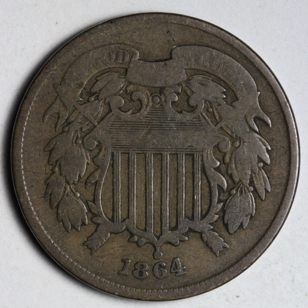 1864 Two Cent Piece FINE E225 YTCN