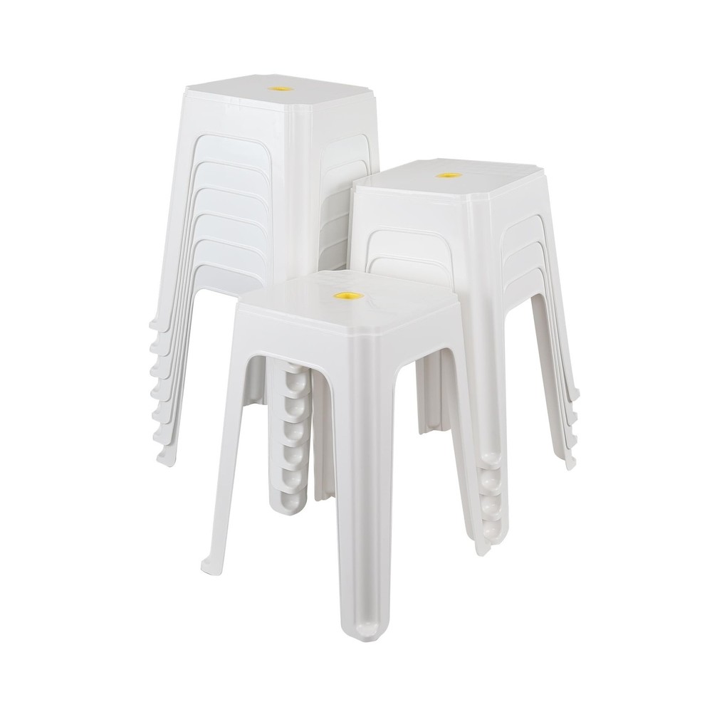 12-Pack Square Plastic Classroom Stools, 18.7 Inch Tall Stacking Stool Set, W...