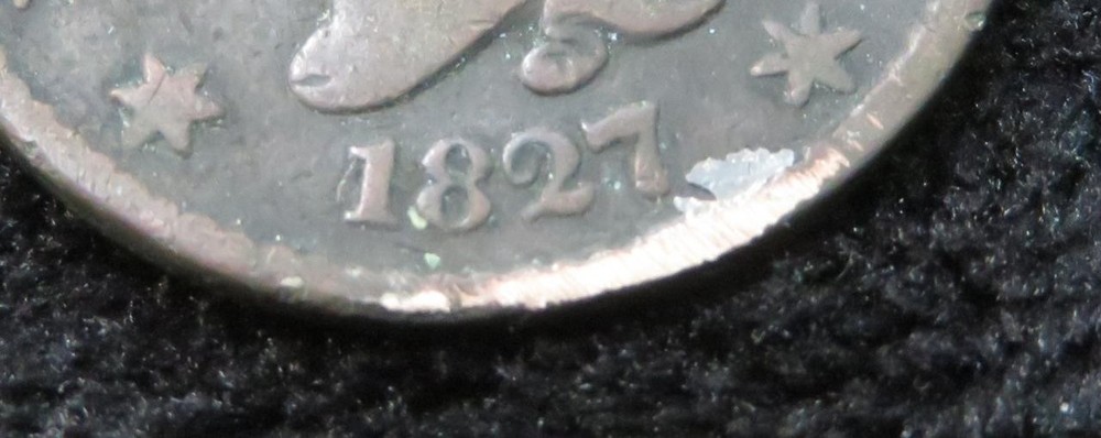 1827 Large Cent * Bad Damage on Rim * 5788