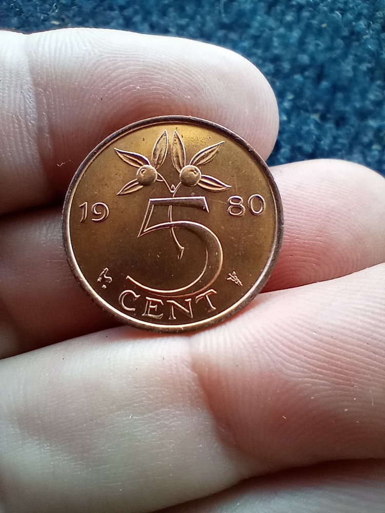 1980 Netherlands 5 cent Coin. uncirculated Condition