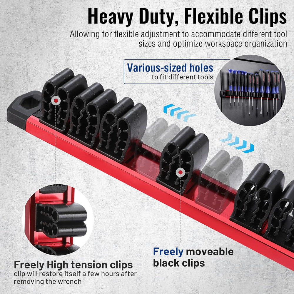 Wall-Mounted Magnetic Tool Storage Rail Organizer for Garage and Workshop