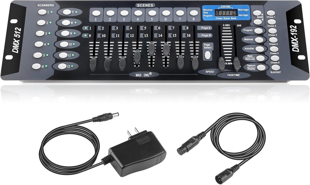Lightweight DMX Lighting Console: 192 Channels with Easy Programming & Cables