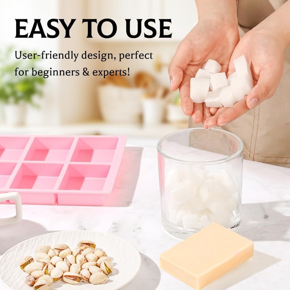 3-Pack Silicone Soap Molds - Rectangle 6 Cavity Design for Creative Crafts