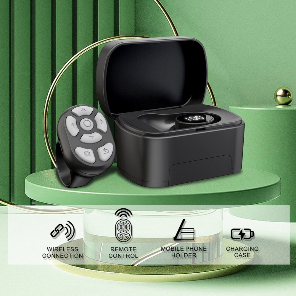 Black Remote Control Scrolling Ring With Charging Compartment Versatile Tool