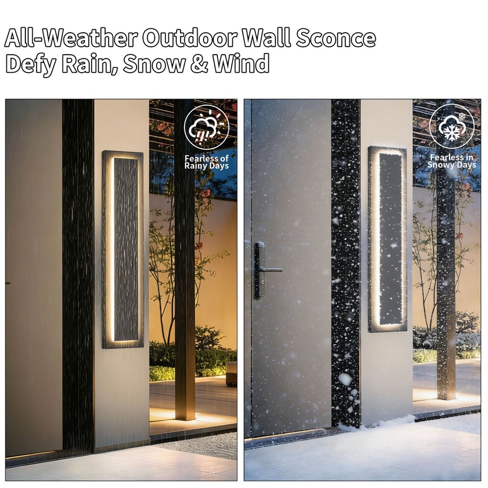 2-Pack 23.6 in. Black Wall Light