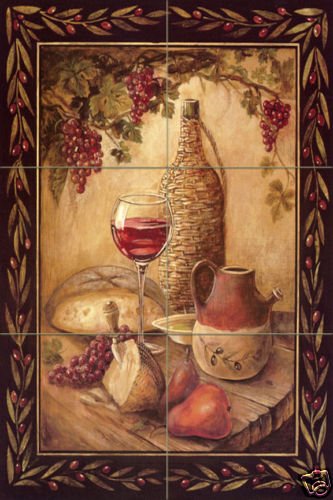 Bread Wine Cheese Mural Ceramic Backsplash Tile #159