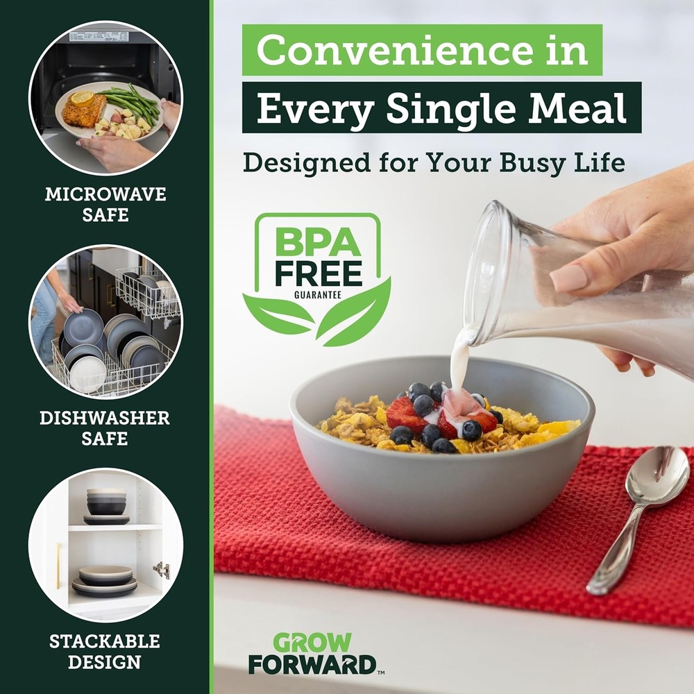 Grow Forward 16-piece Premium Wheat Straw Dinnerware Sets for 4 - Unbreakable Di
