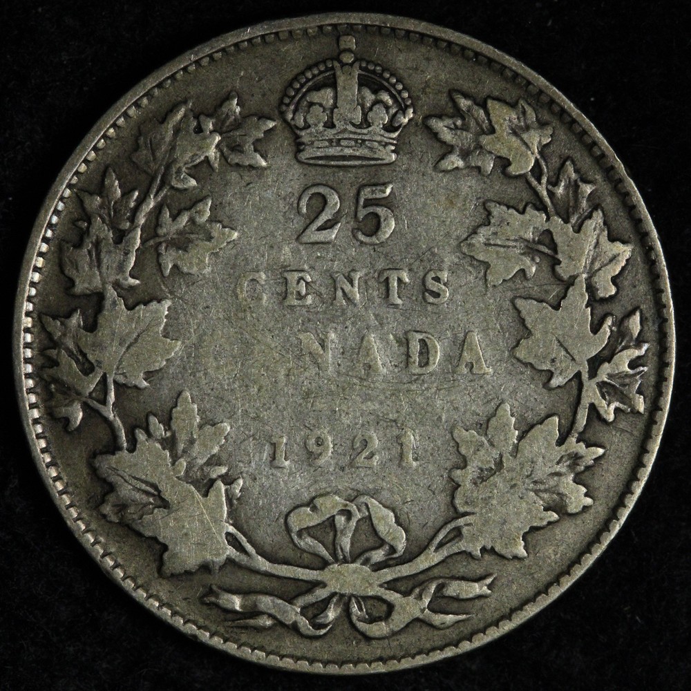 1921 Canada SILVER Twenty Five Cents E354 DIQCN