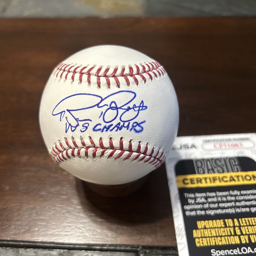 Bruce Bochey Signed Baseball With WS Champ Inscription JSA