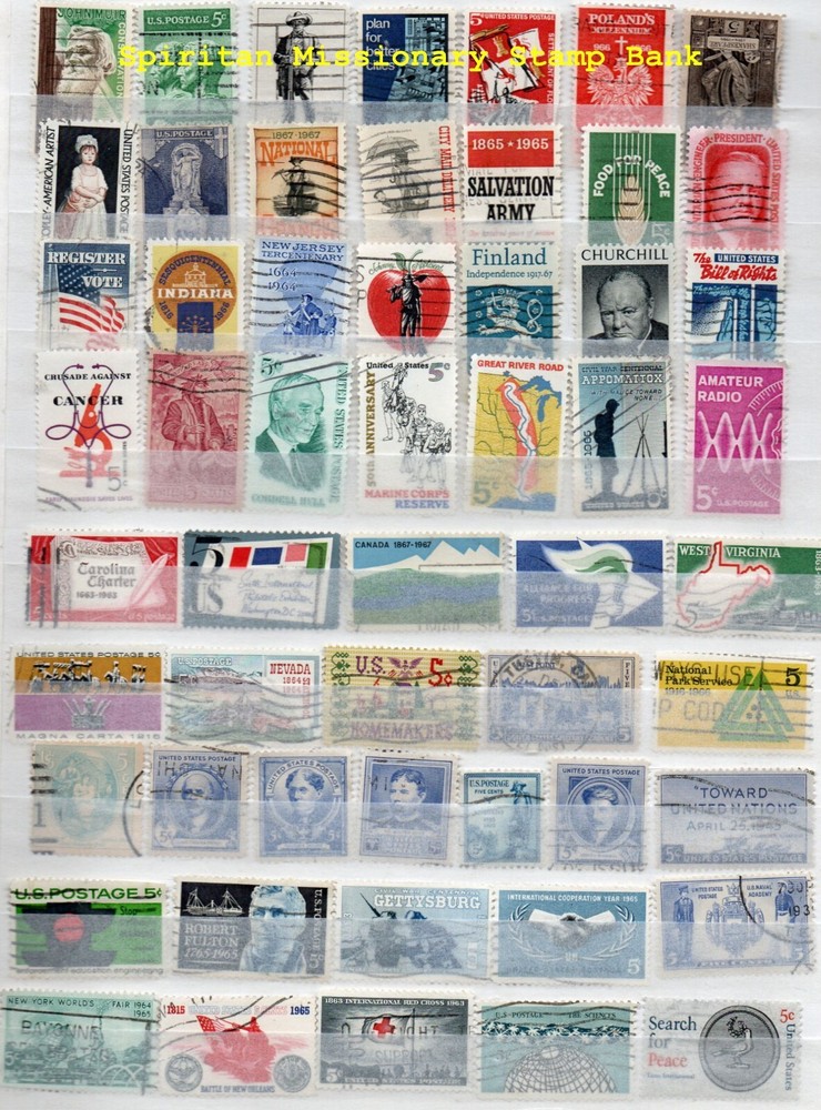 5¢ Stamps:  55 Assorted Cancelled US  Postage (11-646)