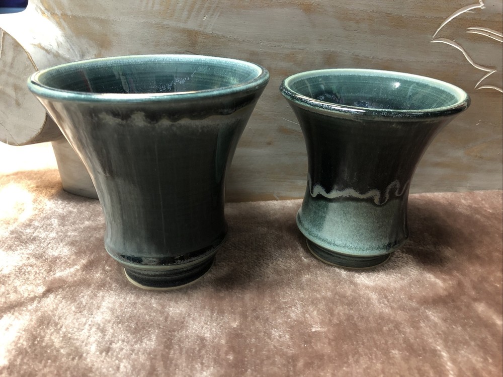 Hockomock Pottery Glazed Cup Set Handmade - Marked