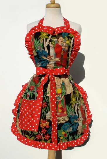 Frida Apron in Black and Red