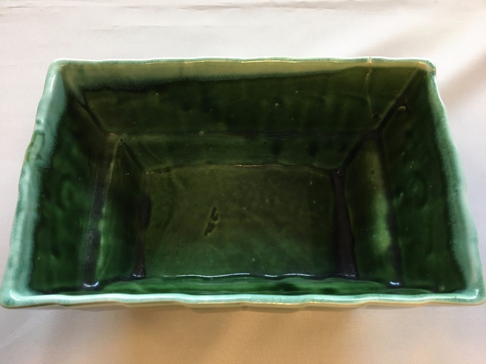 Cookson Pottery Green Geometric Rectangular Pottery Planter #2808