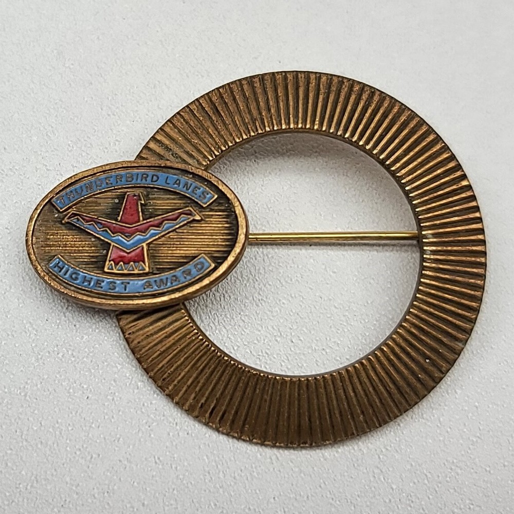 ⭐️ Thunderbird Lanes Highest Awards Bowling Hat Lapel Jacket Brooch Pin Pinback