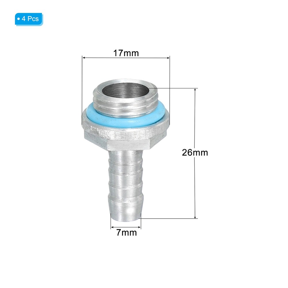 4pcs G1/4 Fitting, G1/4 Thread with 7mm OD Nozzle