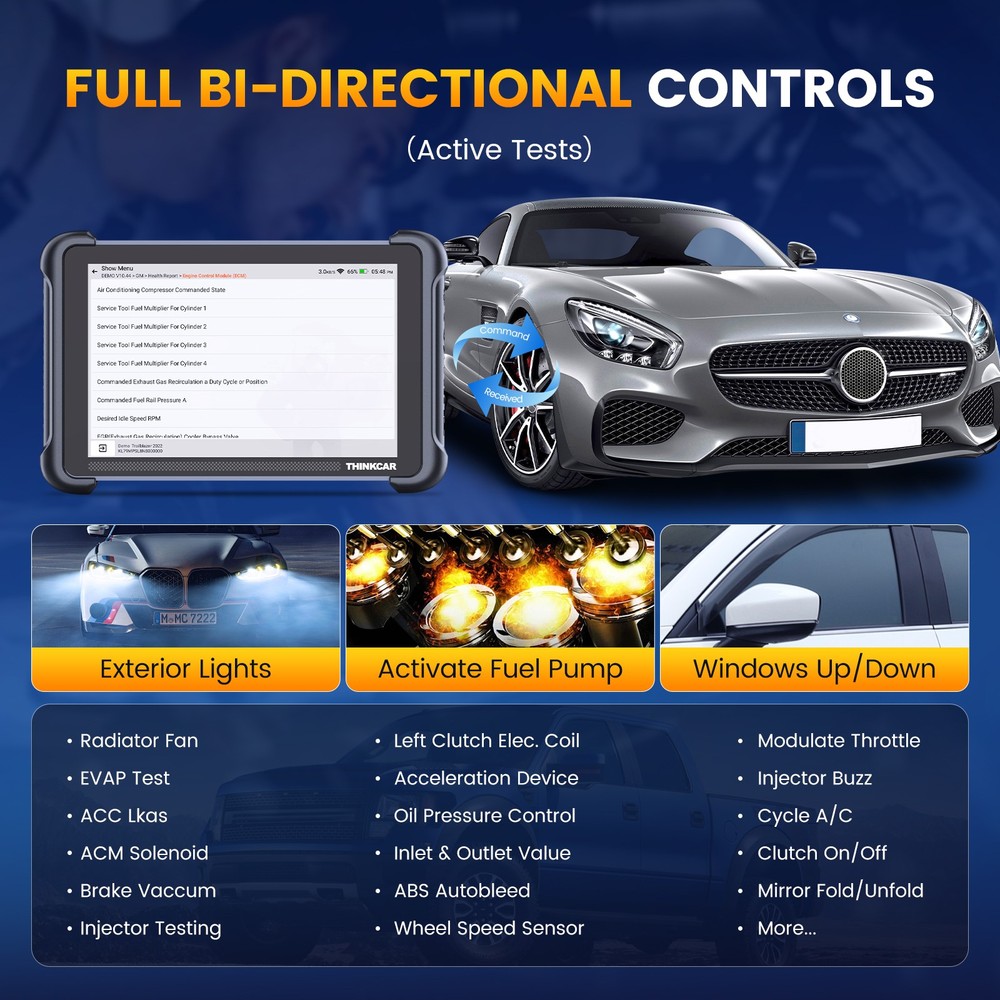 ThinkScan 689BT+TPMS Tool Bidirectional Auto Diagnostic OBD2 Scanner E.CU Coding