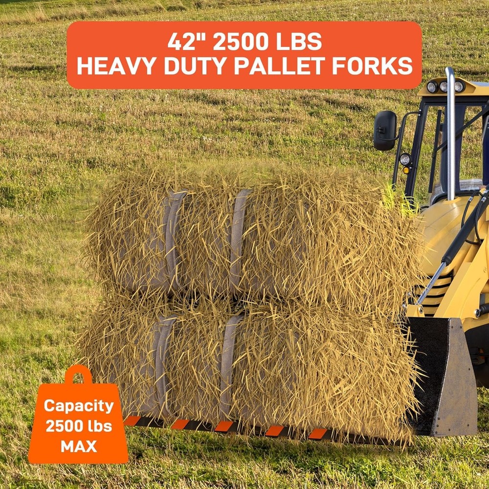 48" Clamp On Debris Fork Heavy Duty Trash Fork Fits Tractor Skid Steer Loader