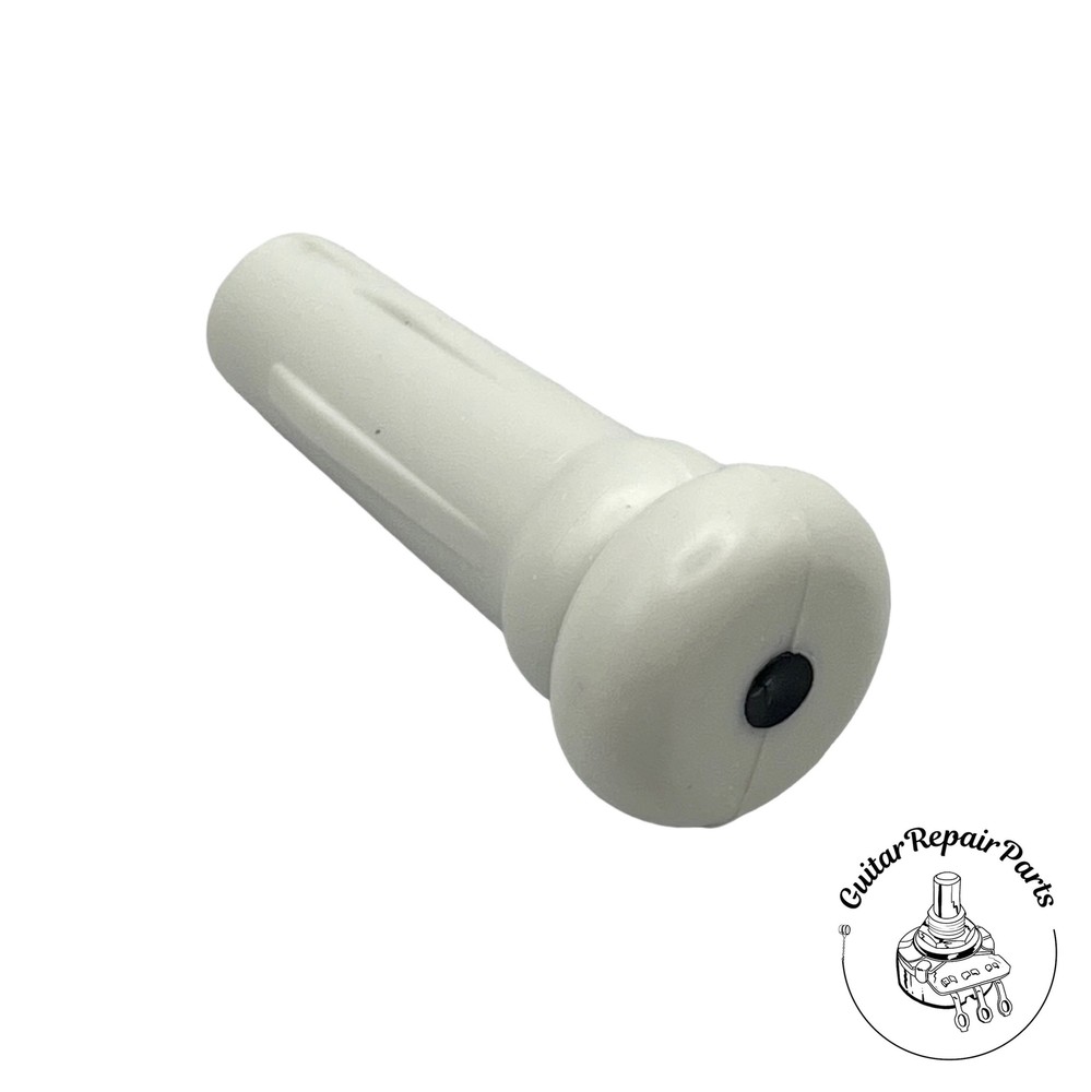 Plastic Endpin Strap Button For Acoustic Guitar (1 pc) - White w. Black Dot