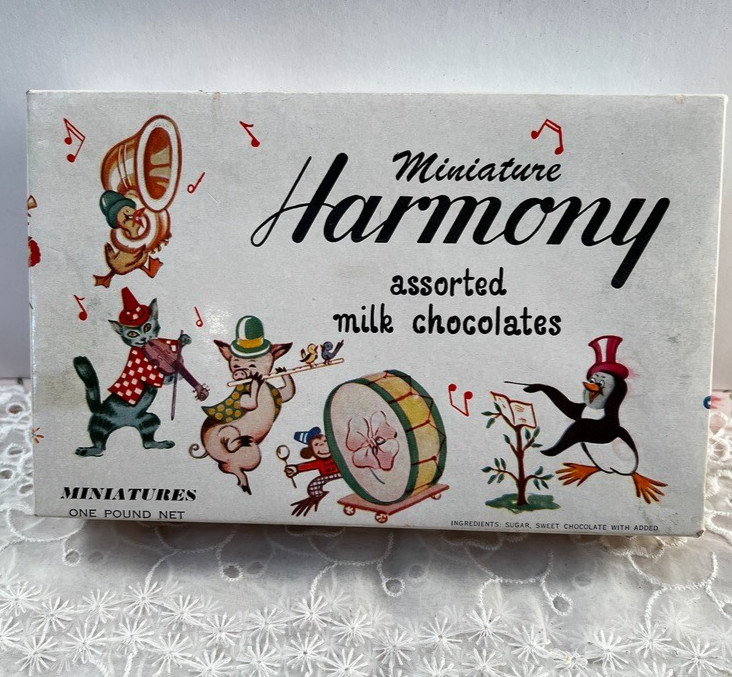 Vintage Candy Box Harmony Miniature Assorted Chocolates Approx 5" x 8" x 2"
