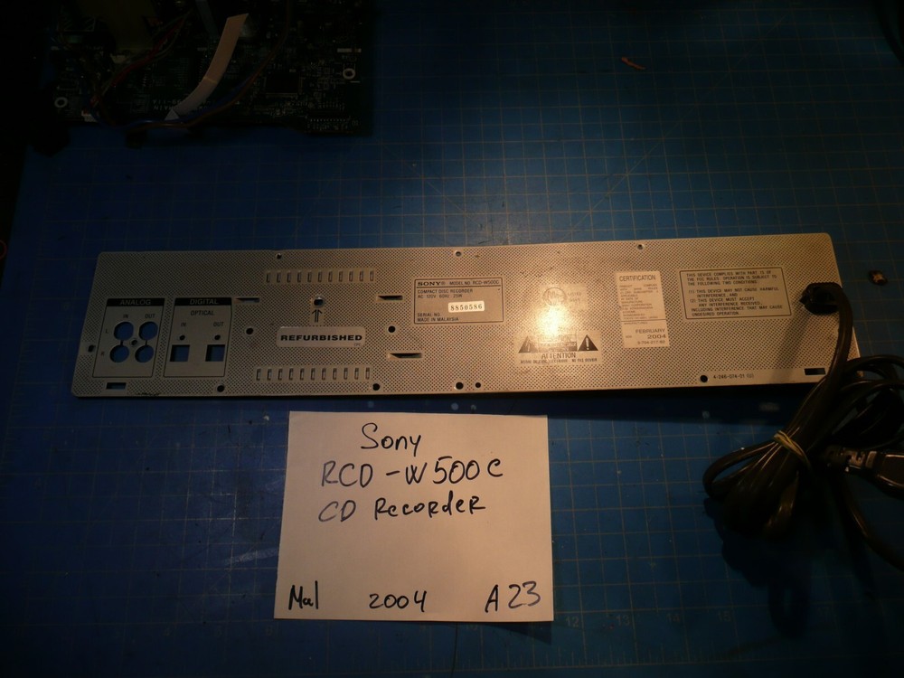 Sony RCD-W500C CD Changer Recorder Replacement Rear Panel Plate
