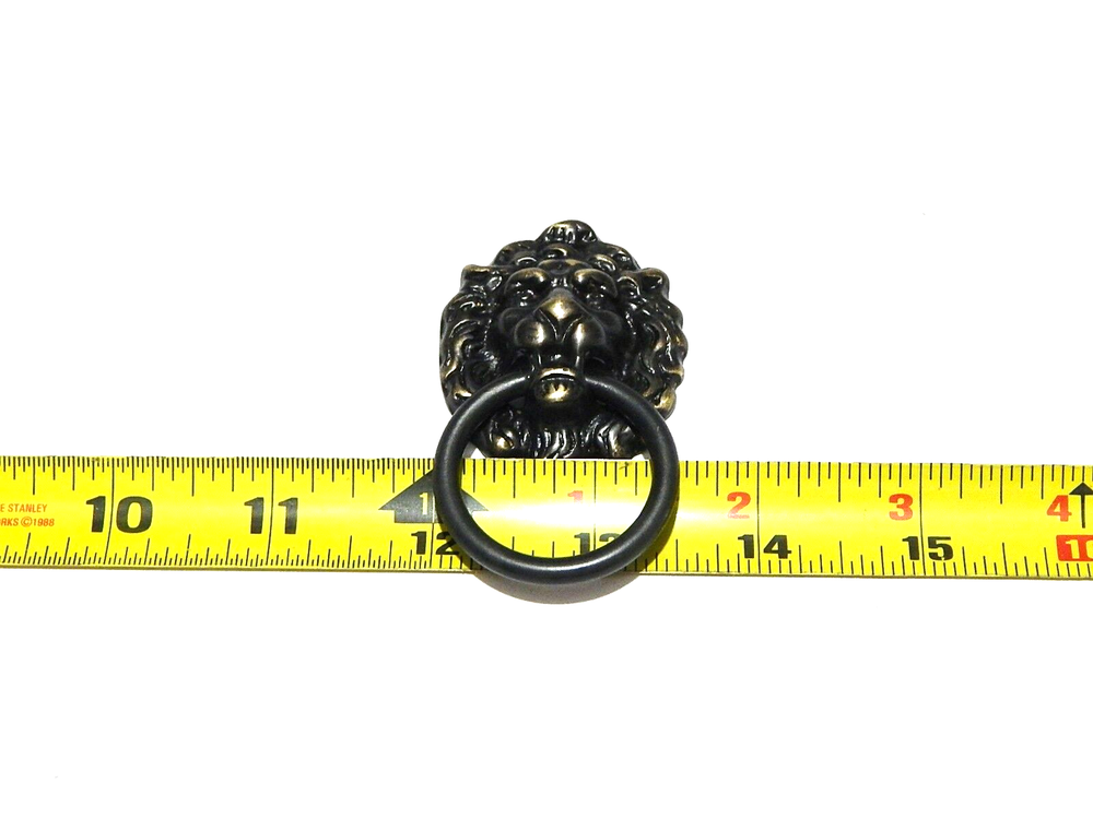 Lions Head Ring Pull For Doors Vanities Chest Antique Brass