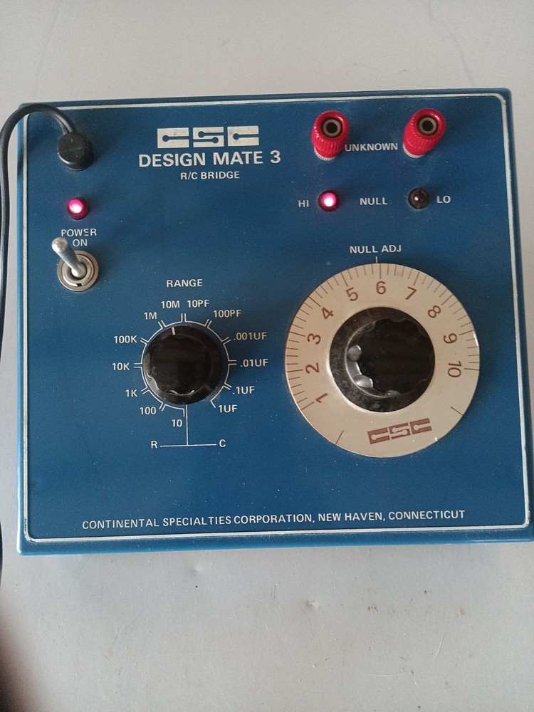 Vintage CSC Design Mate 3 R/C Bridge Resistance Capacitance Electronics