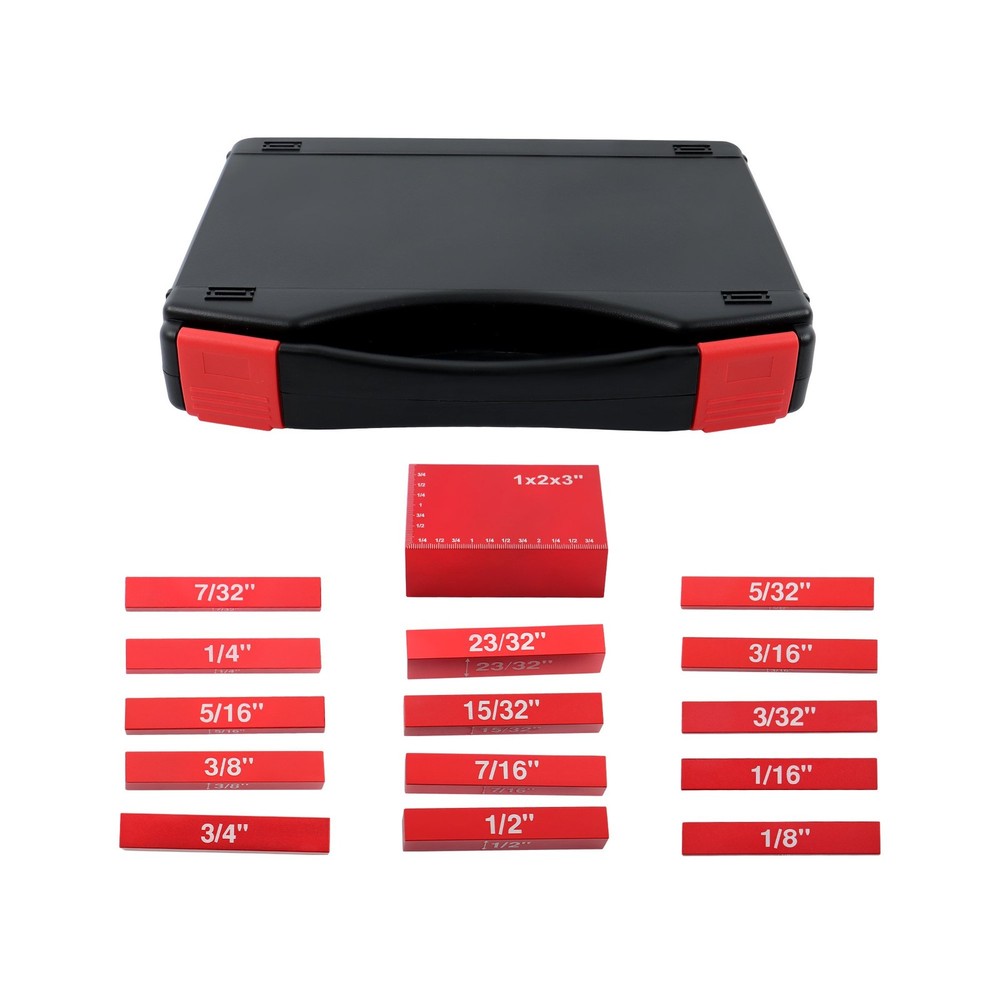 Setup Blocks Woodworking Tools 15-Piece Gauge Block Set with Storage Box