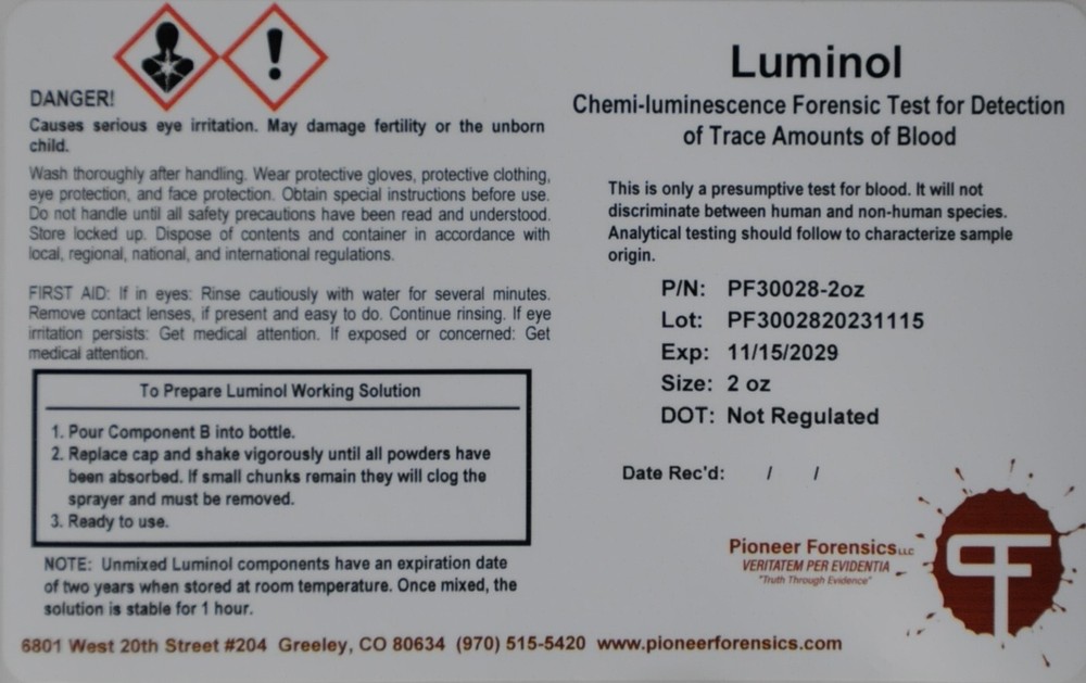 Pioneer Forensics 2oz Luminol Spray