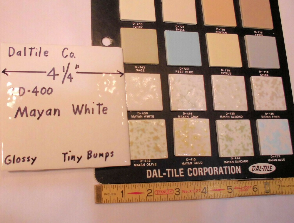 1 pc. Mayan White: Glossy Ceramic Tile by Daltile 4-1/4" Tiny Bumpy, Dimple NEW