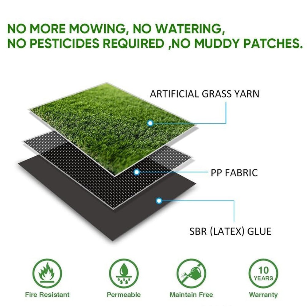 Artificial Grass Thick Turf (1.38" Custom Sizes) Multi-use Fake Pet Grass Ind...