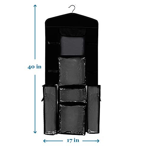 Hanging Double Sided Wrapping Paper Storage Organizer With Multiple Black
