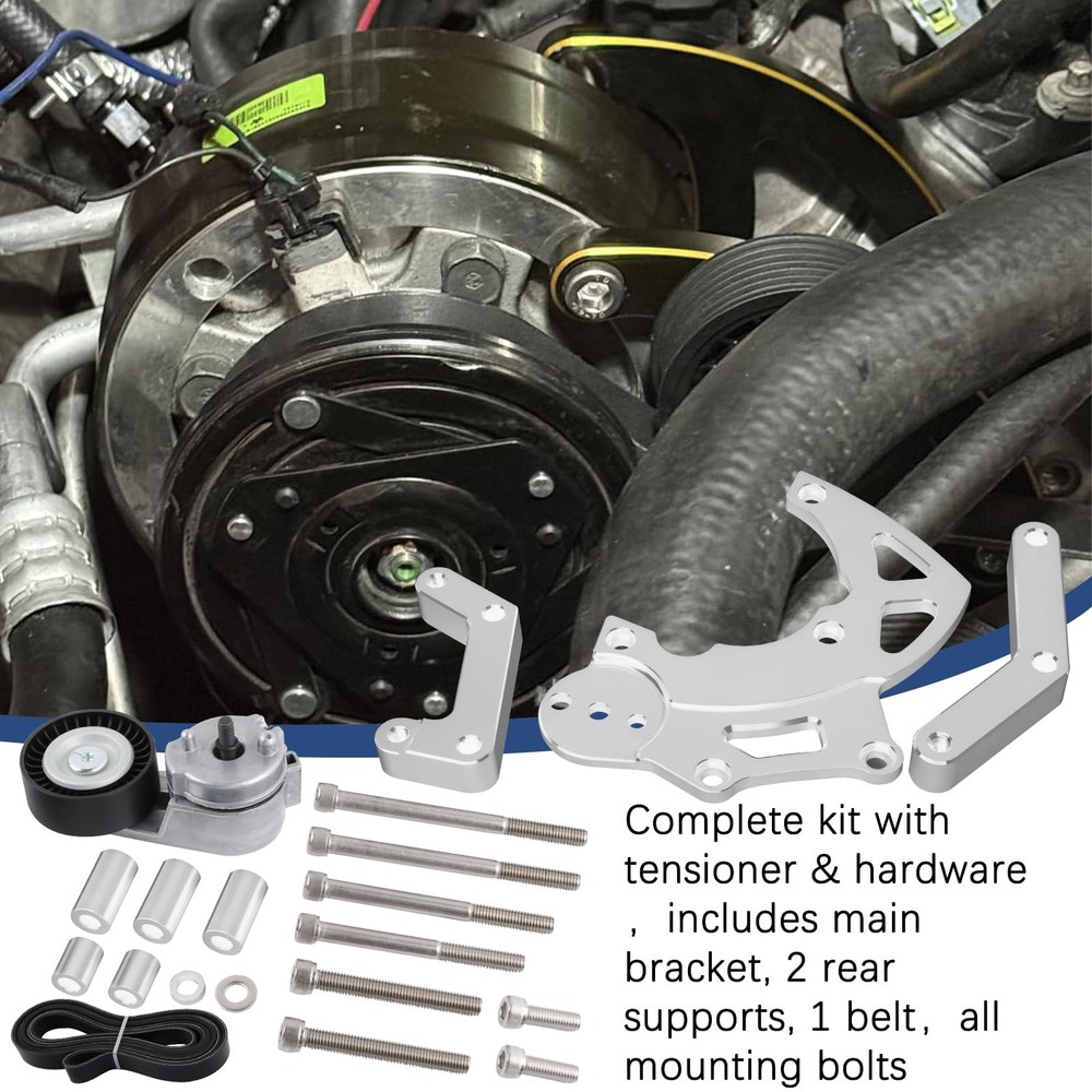 VVORHSBELL LS Swap R4 AC Compressor Bracket Kit, Silver