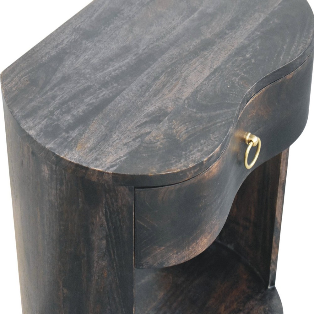 Solid Mango Wood Bedside Table, 1 Drawer, Modern Design, Fully Assembled