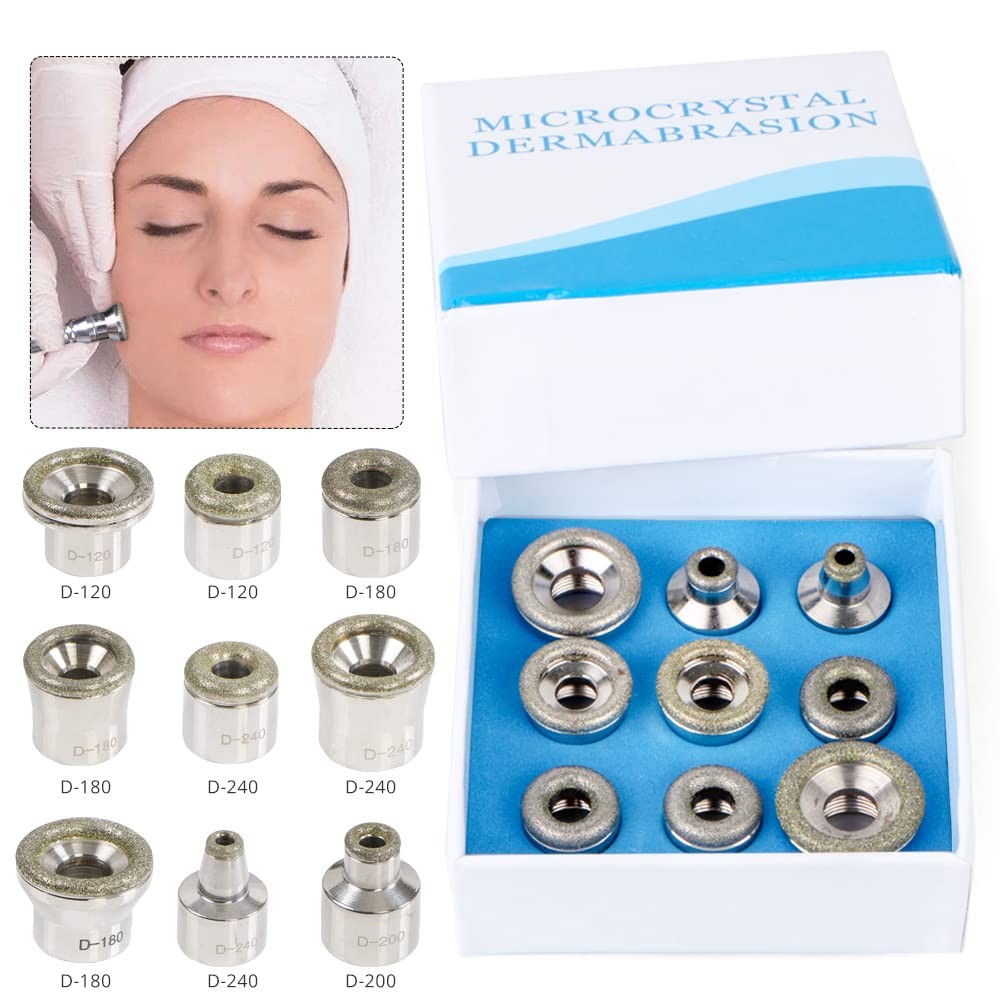 9Pcs Diamond Microdermabrasion Tips Replacement for Facial Peel Diamond Device