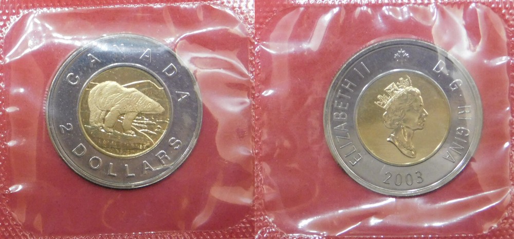 Proof Like 2003 Canada Crowned 2 Dollars Sealed in Cello
