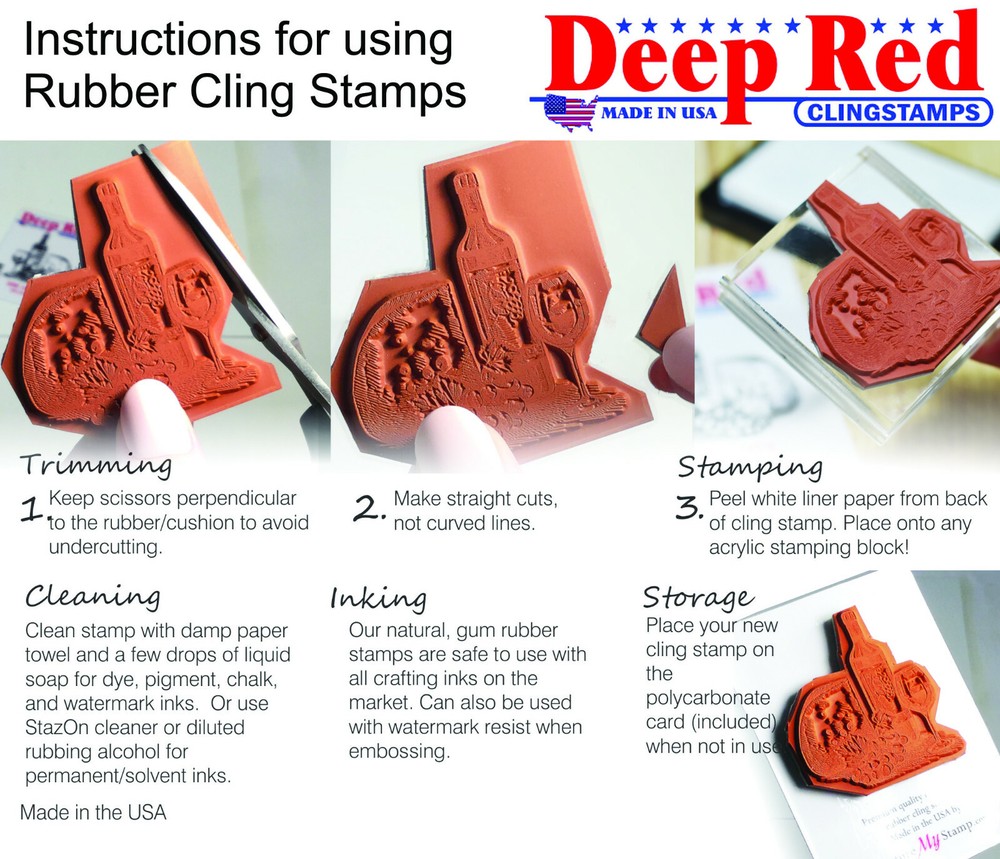 Deep Red Stamps Cat Prints Rubber Cling Stamp