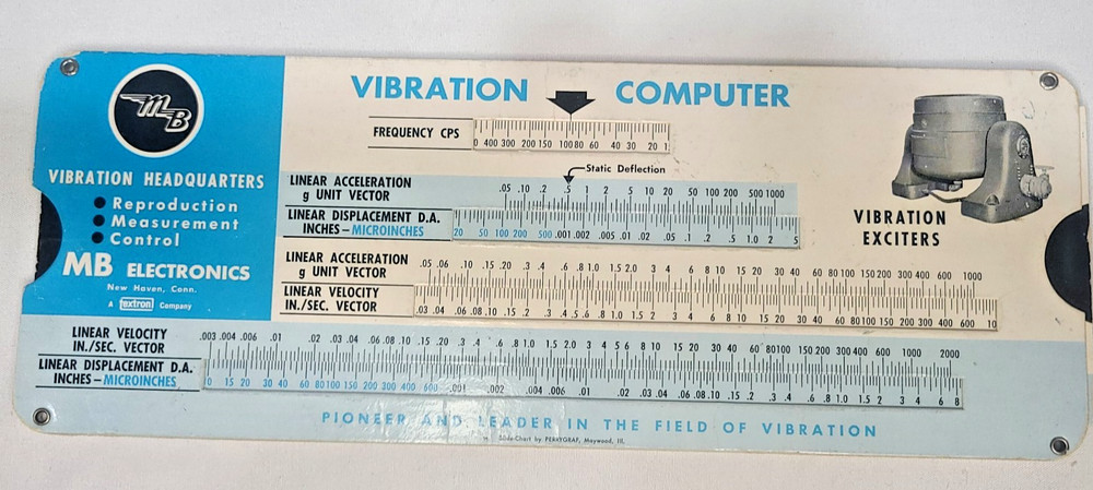 1960 MB Electronics Vibration Computer Slide Chart/Rule-Nice