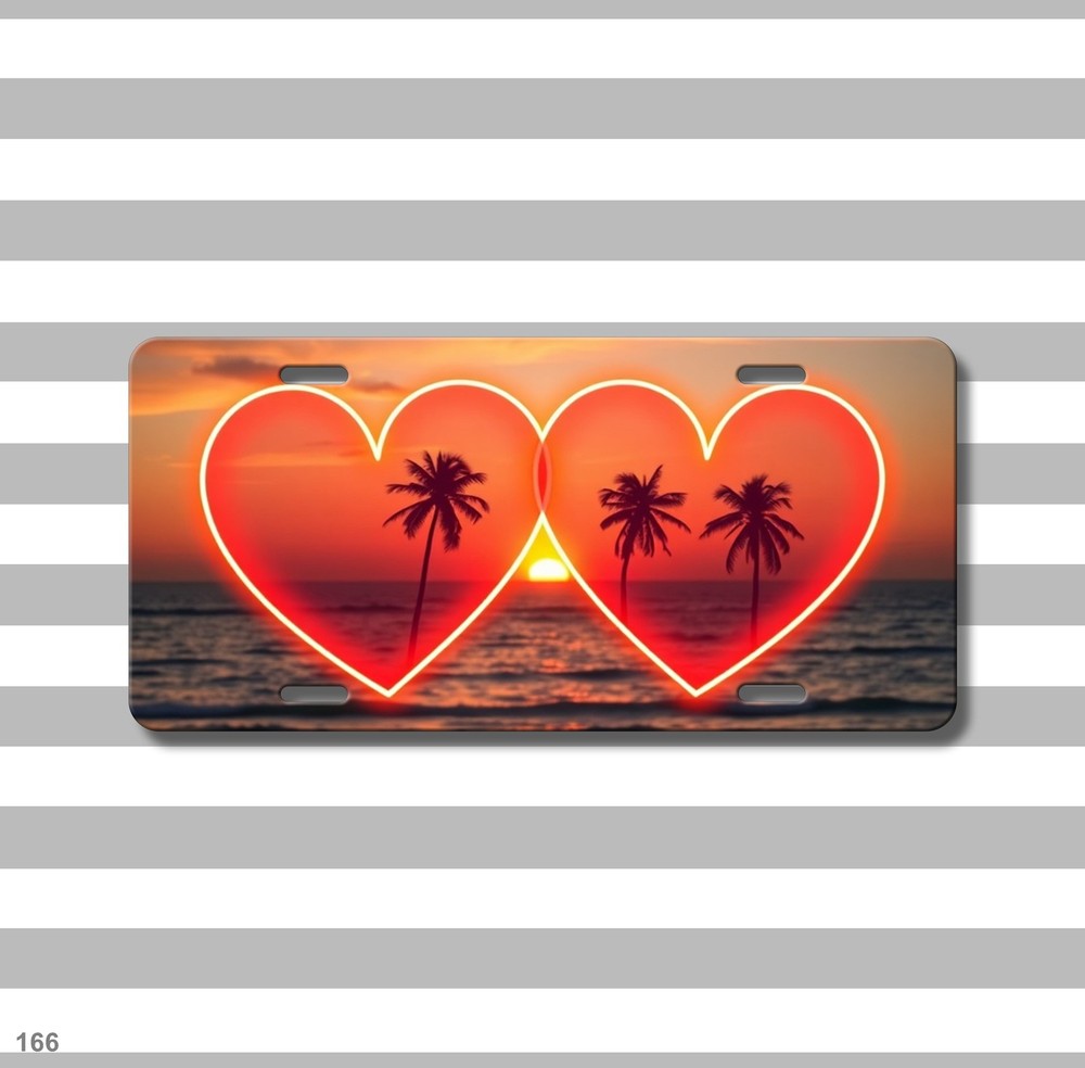 Lovely Couples Hearts Style Add Text License Plate Editable Decor