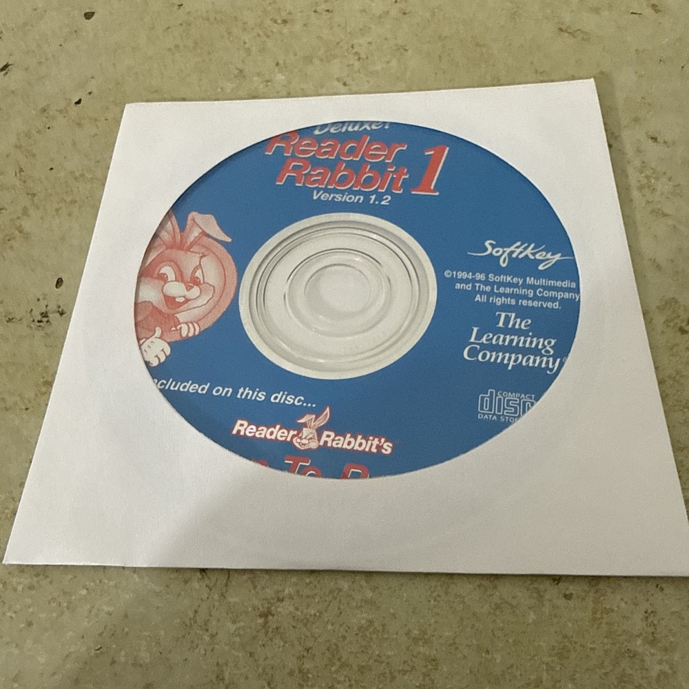 Deluxe 1996 Soft Key Reader Rabbit 1 Version 1.2 - Learn To Read CD Rom Sampler