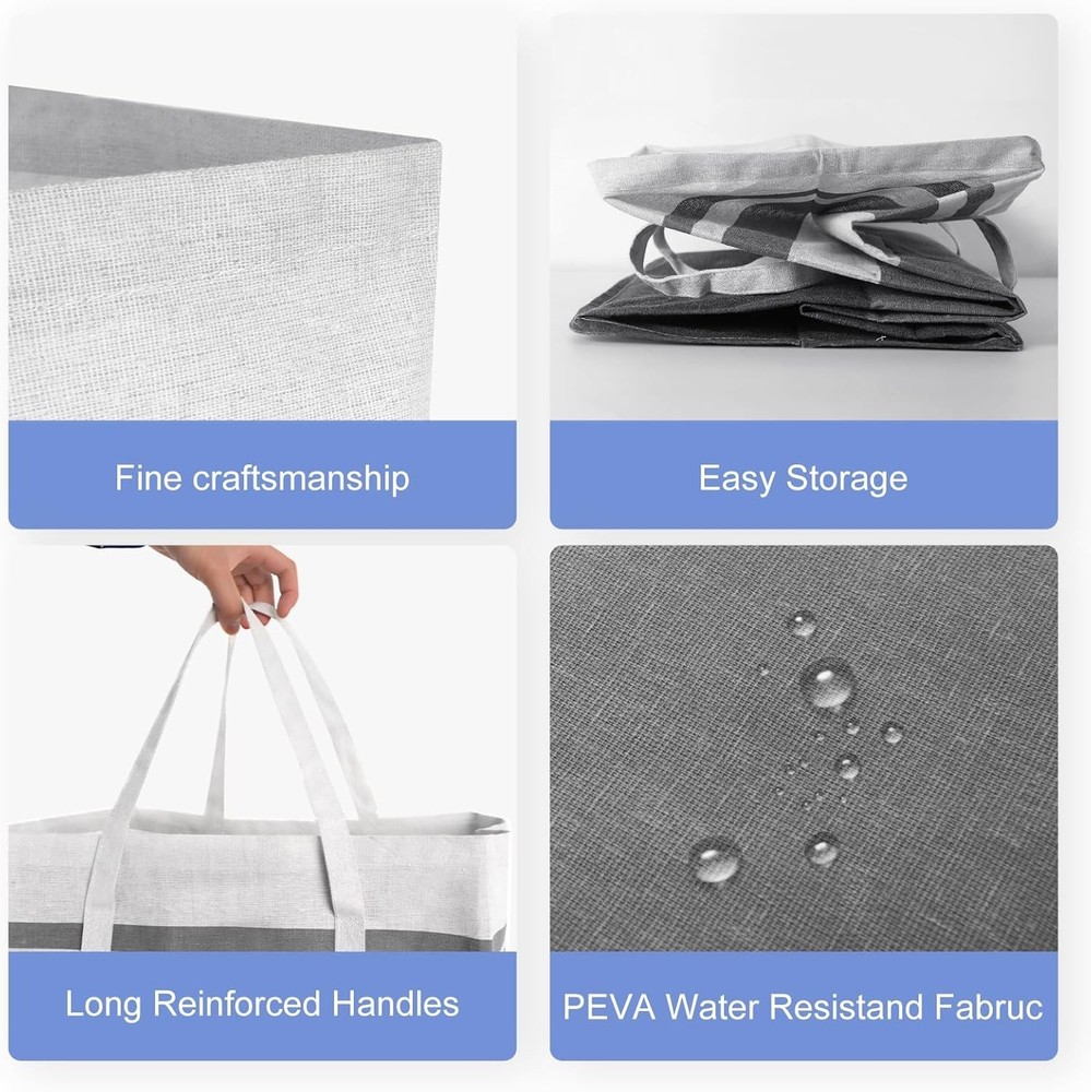 2-Pack Large Laundry Bag Waterproof,Collapsible Tall Clothes Hamper