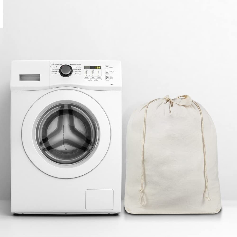 2 Pack Extra Large Cotton Laundry Bag with Drawstring for Home College Dorm