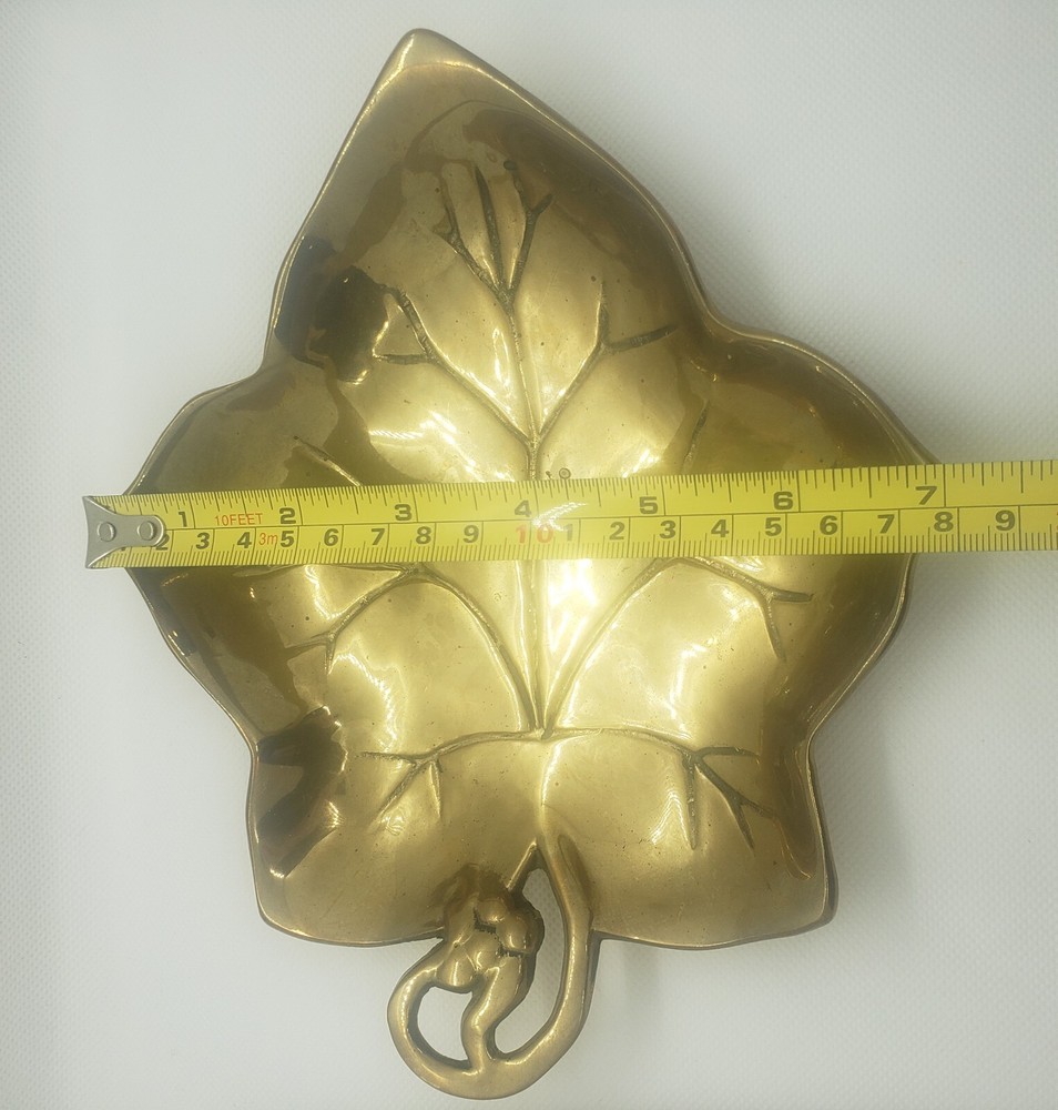 Vintage Brass Grape Leaf Shaped Tray 8.5" x 7"