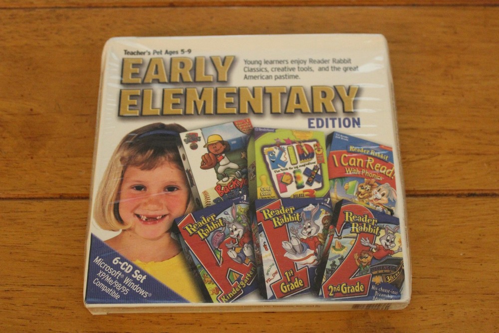 Vintage Teacher's Pet Early Elementary PC 6-CD Set Windows Sealed Reader Rabbit