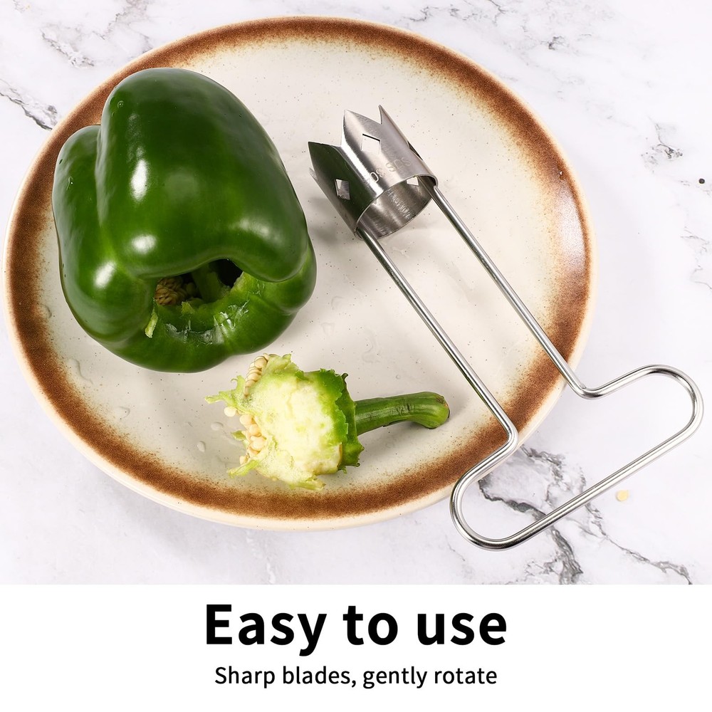 Red Bell Pepper Seed Corer, Upgraded T Shaped Vegetable and Fruit Silver