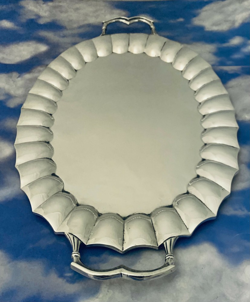RARE LARGE MEXICAN SOLID 925 STERLING SILVER OVAL TRAY / PLATTER~ HEAVY !!!