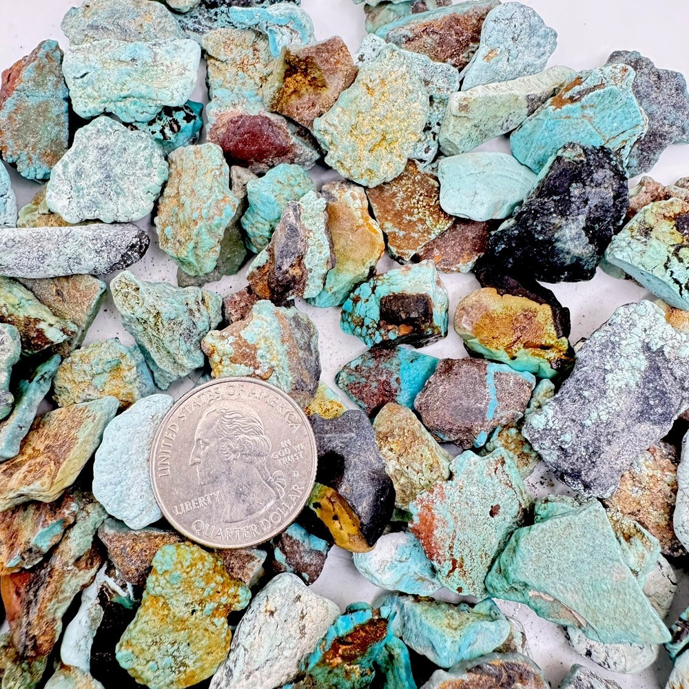 One Pound Natural Veins Turquoise Thin Authentic Hard Blue & Green