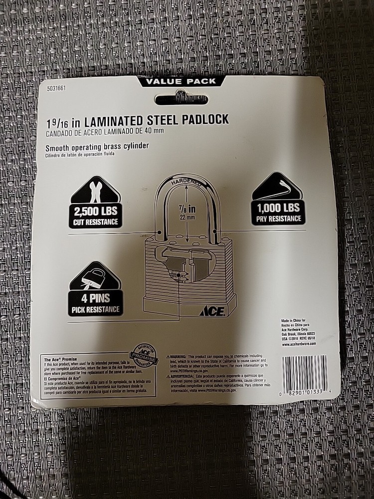 Ace 1-9/16in High Security Padlock-(4 Pack) Keys Included