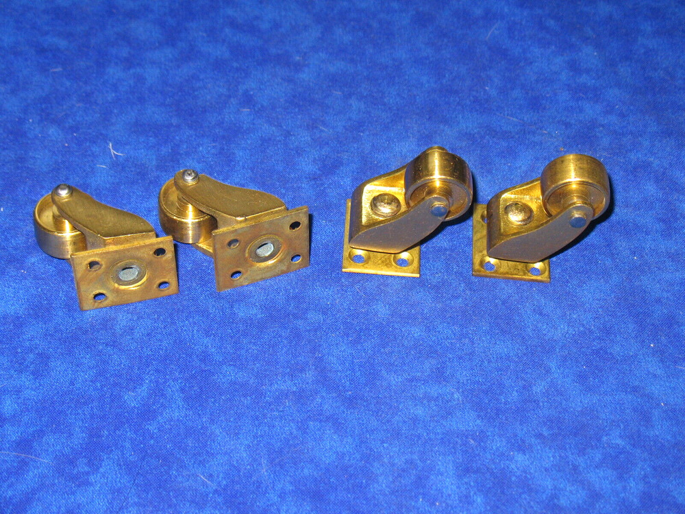 Small Cast Solid Brass Wheels Set Four Satin Finish Lacquered Ready To Use
