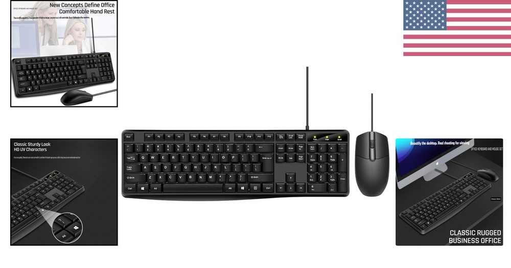 Quiet Low-Profile Ergonomic Keyboard and High-Precision Optical Mouse Combo